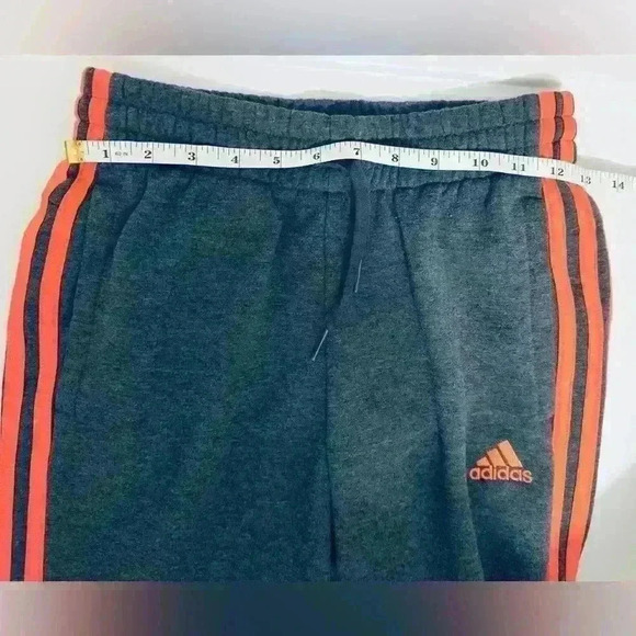 Adidas Women’s 3 Stripe Cotton Fleece Sweatpants Jogger, Size XS, Gray w/ Mango - Picture 11 of 16